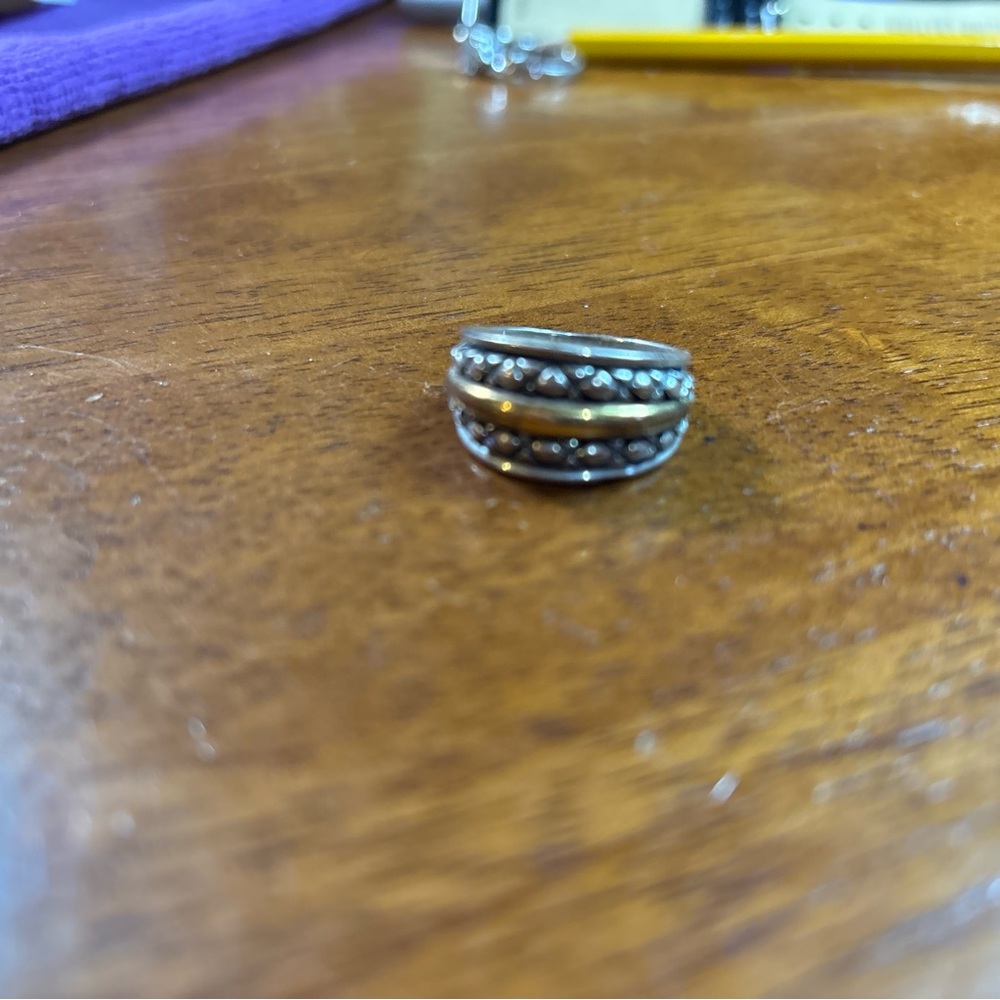 193Vintage sterling silver 14k gold designer ring sz 8 by Nancy and David